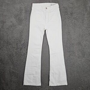 GAP 70s Flare High Rise Jeans Womens 24/00 Optic‎ White Patch Pocket